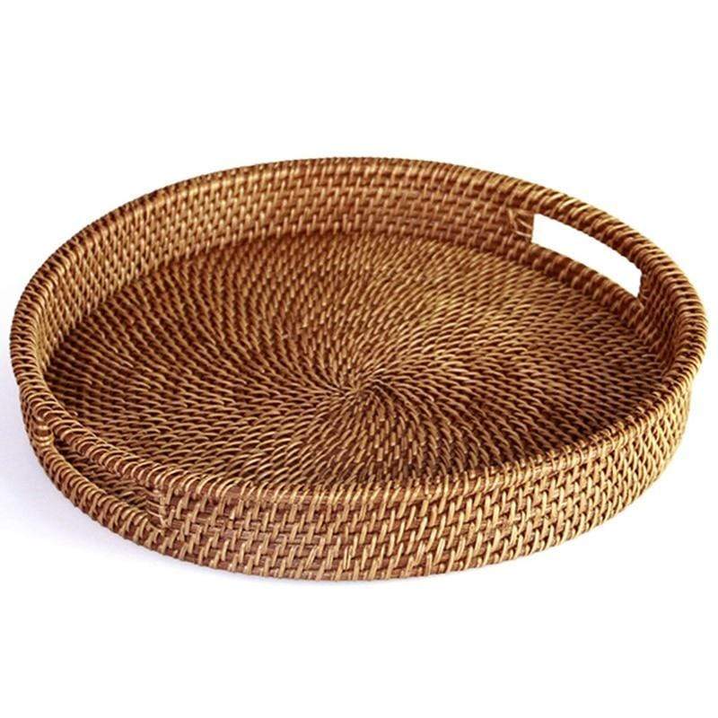 Woven Rattan Serving Tray - Classic Wicker Home Decor