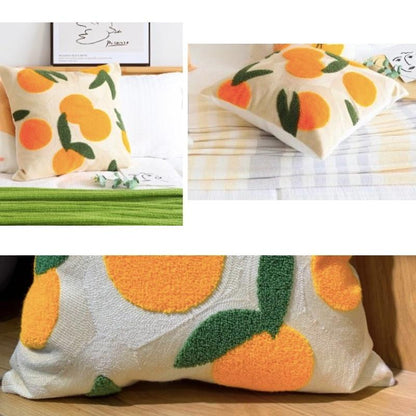 Vibrant Orange Embroidered Throw Pillow
