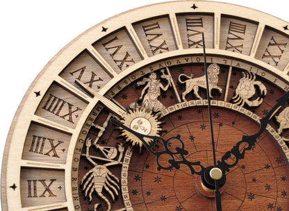 Astrology Wooden Round Wall Clock