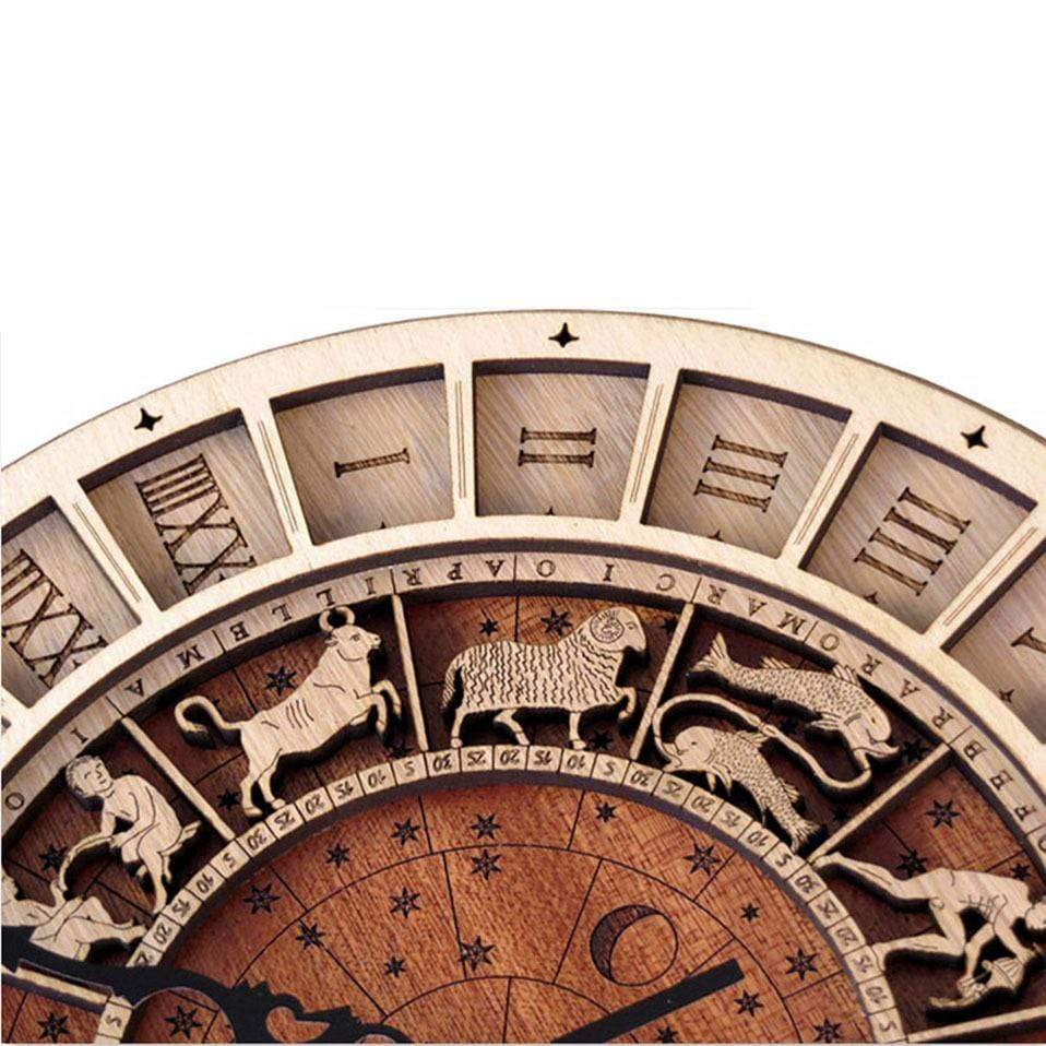 Astrology Wooden Round Wall Clock