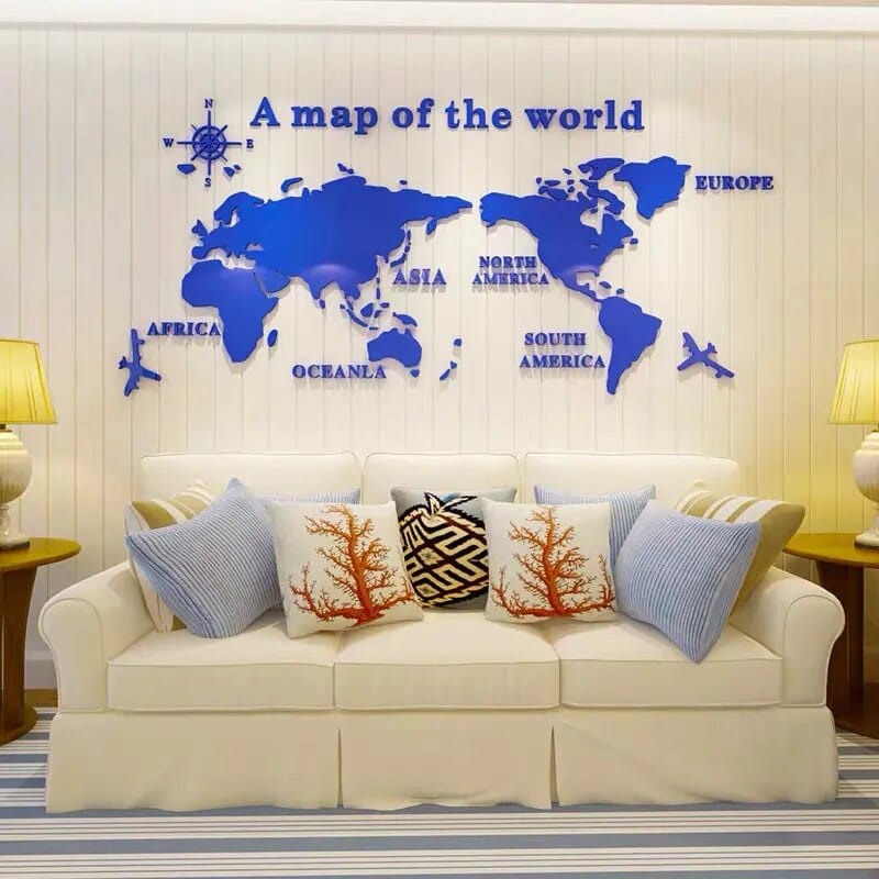 Large Geographic Wall Map Decal - Fesara
