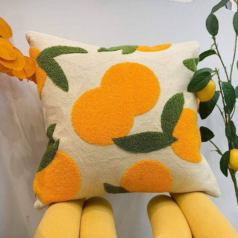 Vibrant Orange Embroidered Throw Pillow - Fesara