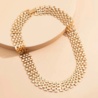 Delicate Thin Chain Flat Bar Choker Necklace