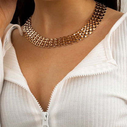 Delicate Thin Chain Flat Bar Choker Necklace - Fesara