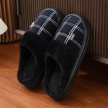 Cozy Thermal Mens Large Fleece Slippers - Fesara