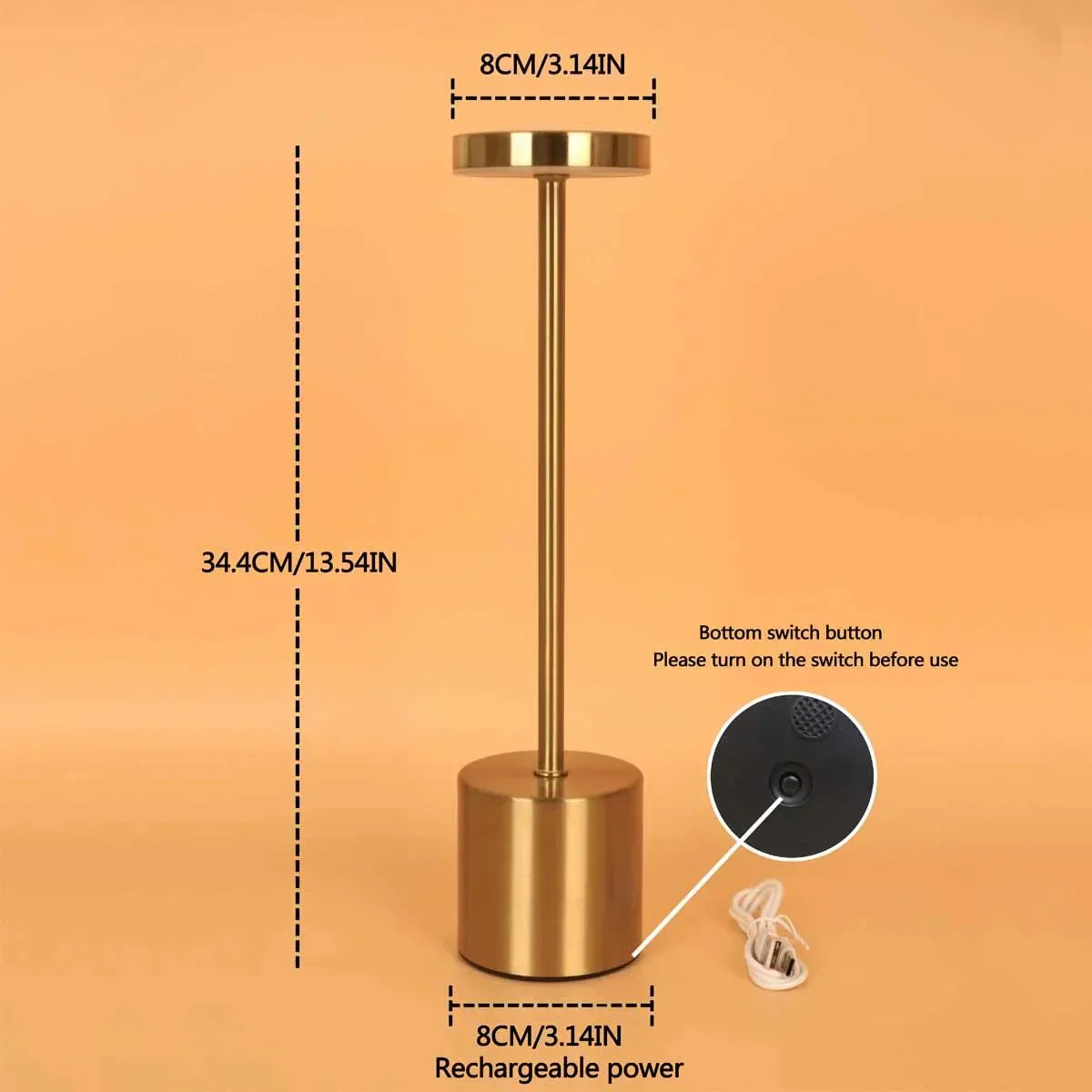 Slim Metal Rechargeable Desk Lamp