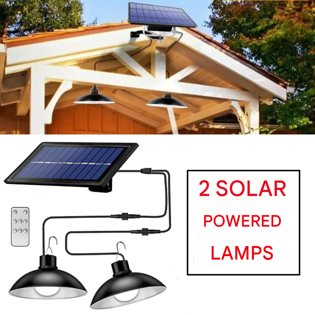 Solar Powered Outdoor LED Lamp Set with Remote