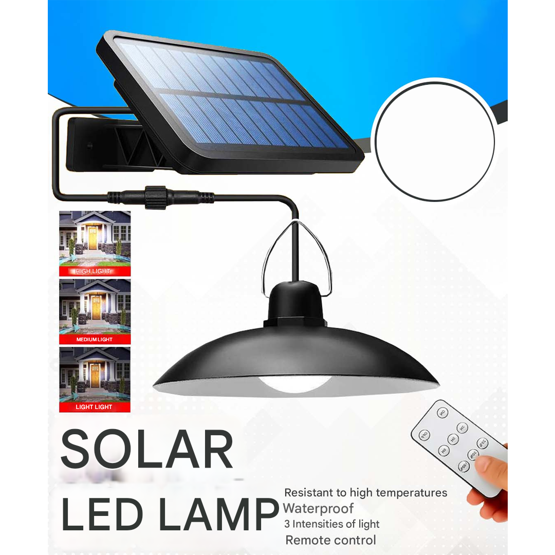 Solar Powered Outdoor LED Lamp Set with Remote
