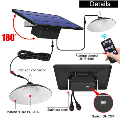 Solar Powered Outdoor LED Lamp Set with Remote
