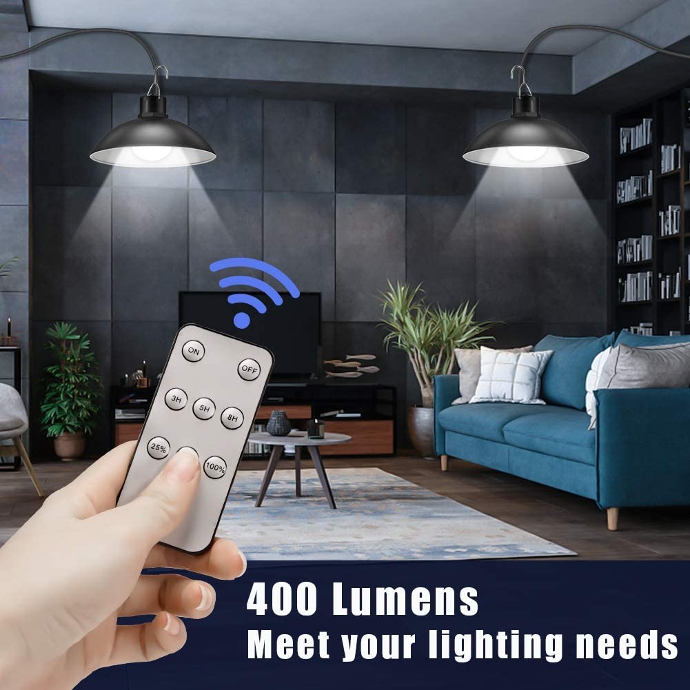 Solar Powered Outdoor LED Lamp Set with Remote