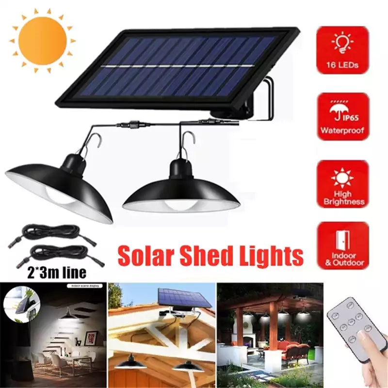 Solar Powered Outdoor LED Lamp Set with Remote