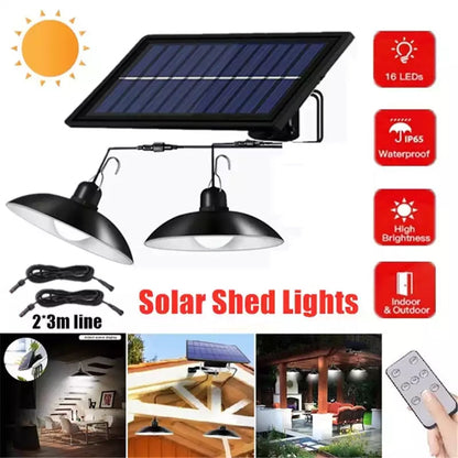 Solar Powered Outdoor LED Lamp Set with Remote