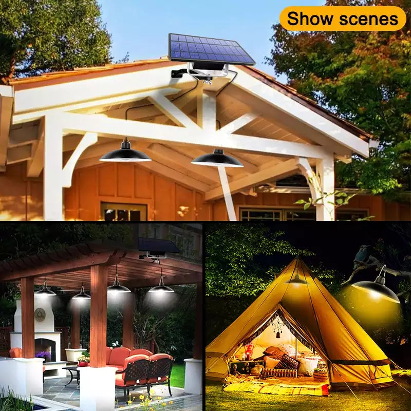 Solar Powered Outdoor LED Lamp Set with Remote