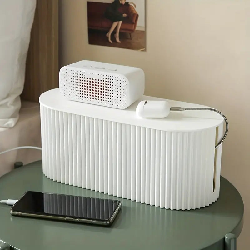 Compact Cable Storage Box Desk Organizer White - Fesara