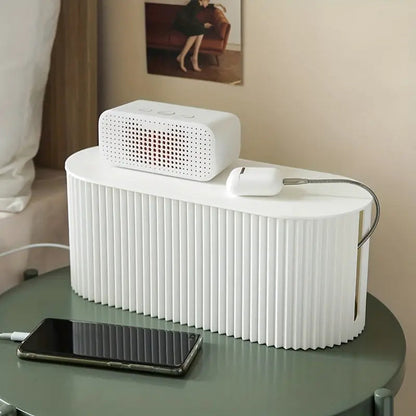 Compact Cable Storage Box Desk Organizer White - Fesara