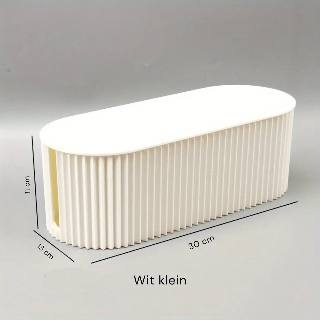 Compact Cable Storage Box Desk Organizer White