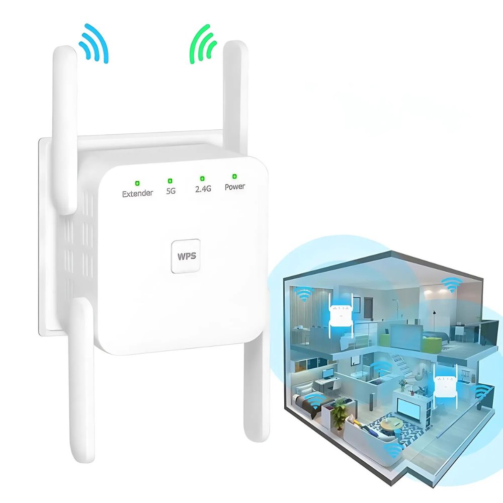 Fast Whole Home WiFi Booster with 4 Powerful Antennas - Fesara