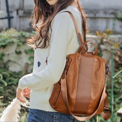 Secure Women's Leather Travel Backpack