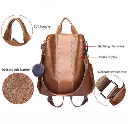 Secure Women's Leather Travel Backpack