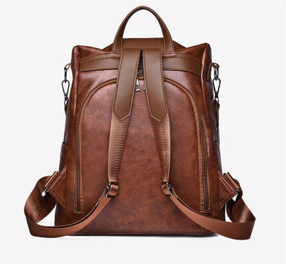 Secure Women's Leather Travel Backpack