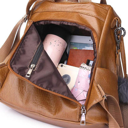 Secure Women's Leather Travel Backpack