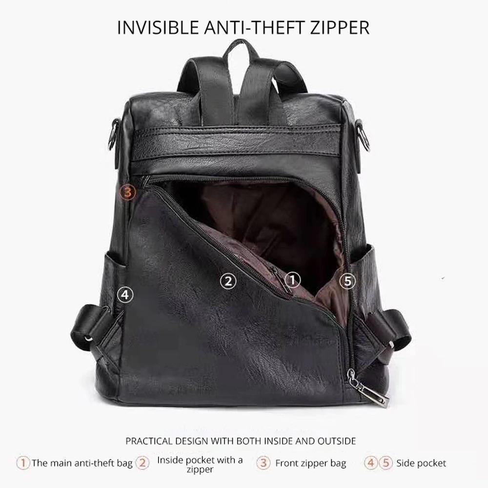 Secure Women's Leather Travel Backpack