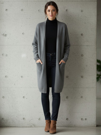 Women’s Longline Knit Cardigan with Pockets - Women Cardigan - Wild Eye Vision