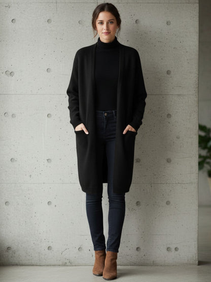 Women’s Longline Knit Cardigan with Pockets - Women Cardigan - Wild Eye Vision