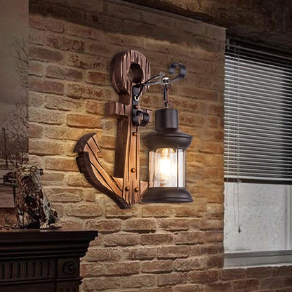Rustic Coastal Wooden LED Wall Light