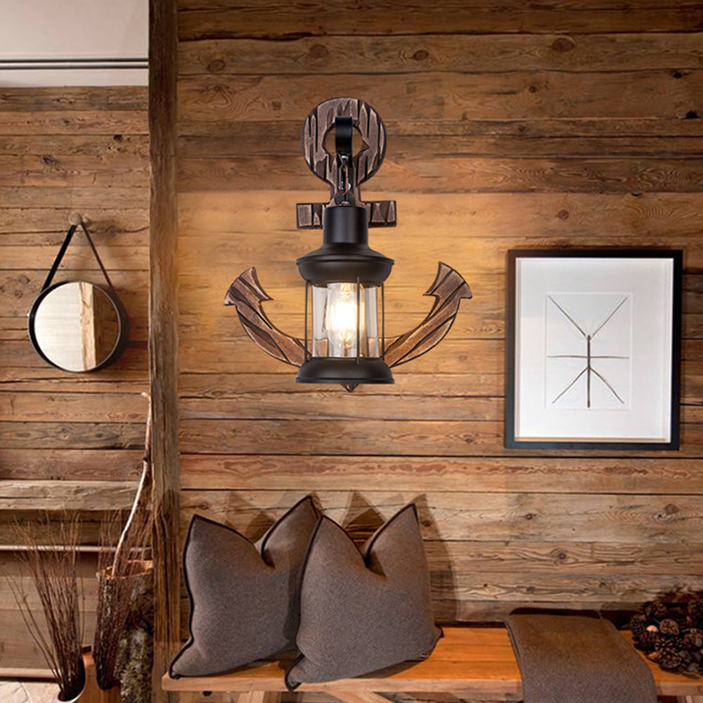 Rustic Coastal Wooden LED Wall Light