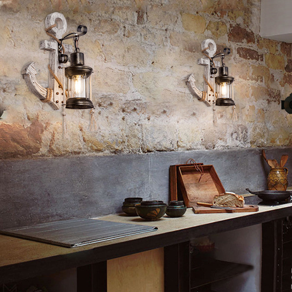 Rustic Coastal Wooden LED Wall Light - Fesara