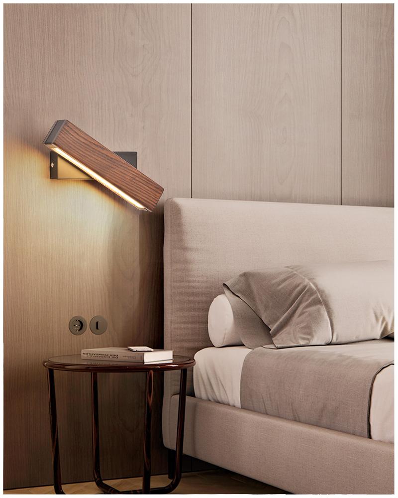 Modern Wood LED Rotating Wall Light