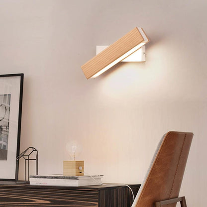 Modern Wood LED Rotating Wall Light