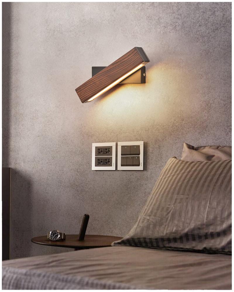 Modern Wood LED Rotating Wall Light
