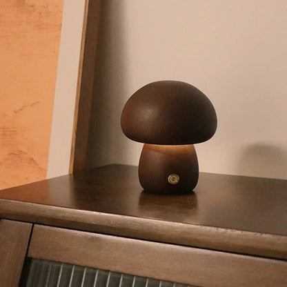 Natural Wood Mushroom Table Lamp