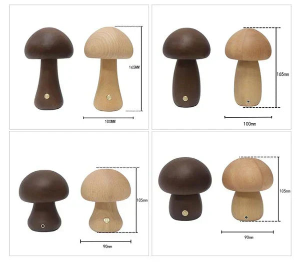 Natural Wood Mushroom Table Lamp