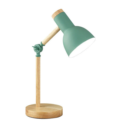 Compact Wooden Desk Table Lamp Adjustable Metal Base