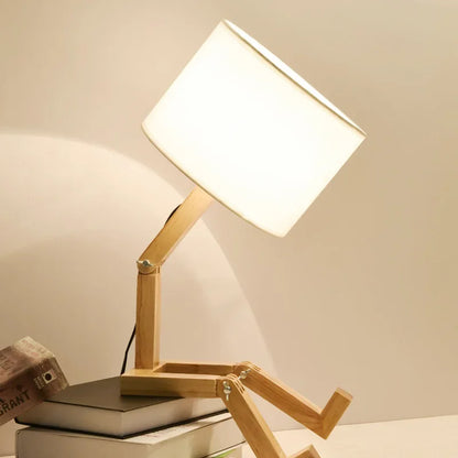 Rustic Wood Desk Lamp with Storage