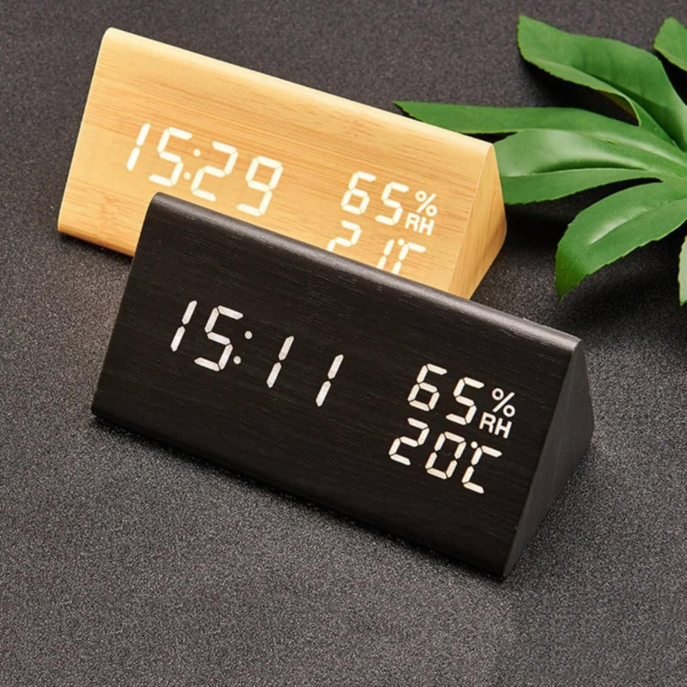 Rustic Wood LED Digital Alarm Clock Radio