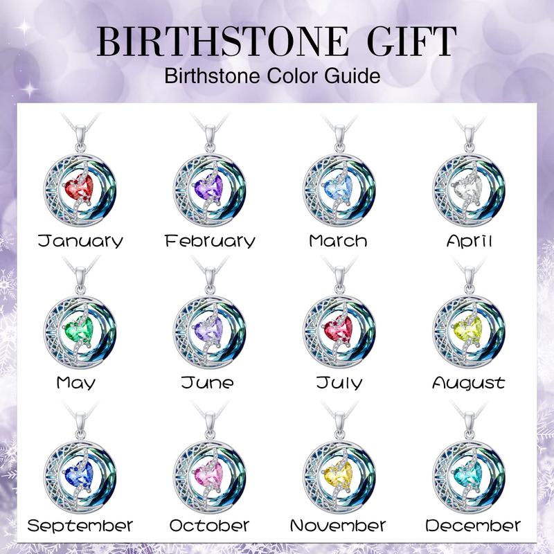 Luxurious 18K Gold Birthstone Moon Necklace