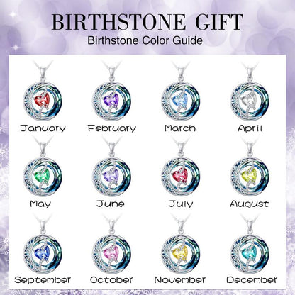 Luxurious 18K Gold Birthstone Moon Necklace