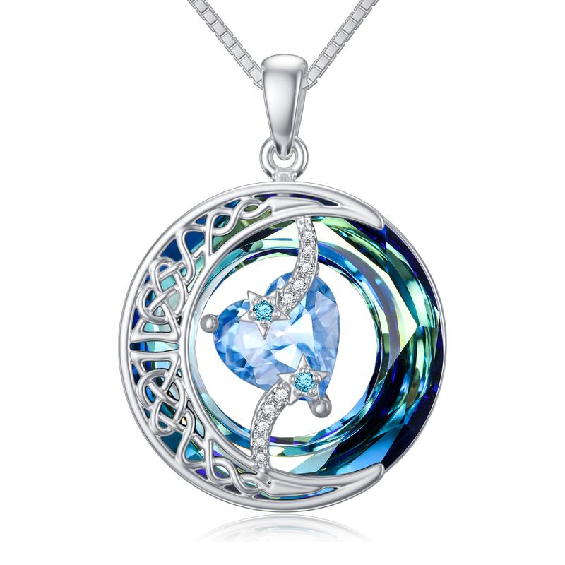 Luxurious 18K Gold Birthstone Moon Necklace - Fesara
