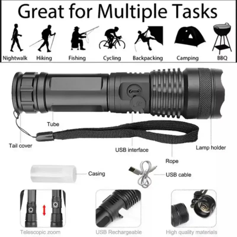 Bright 90000 Lumens LED Flashlight
