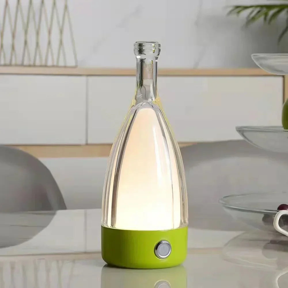 Elegant Glass Wine Bottle Desk Lamp