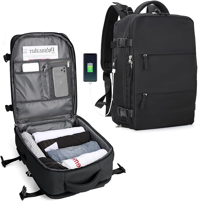 Practical Travel Backpack with USB Charger Port - Fesara